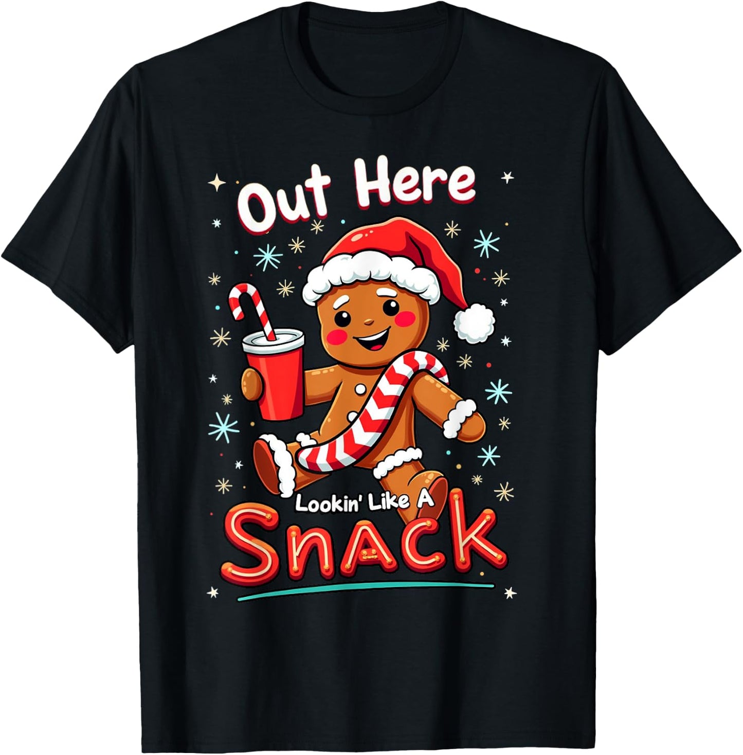 out here looking like a snack christmas funny BouJee Xmas T-Shirt - T-Shirt | Black