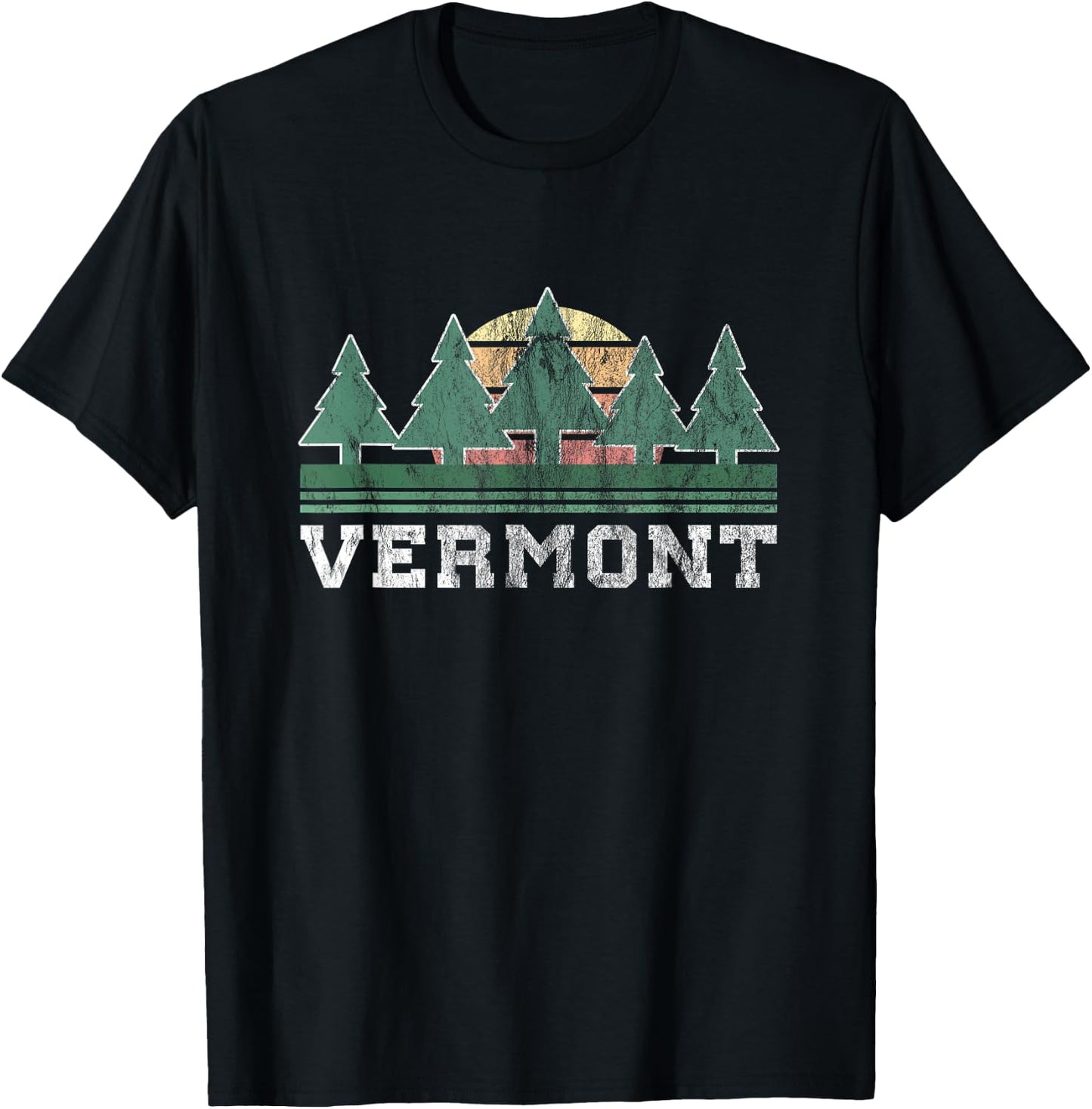 Vermont Retro Vintage Shirt Gift Men Women Kids T-Shirt - T-Shirt | Black