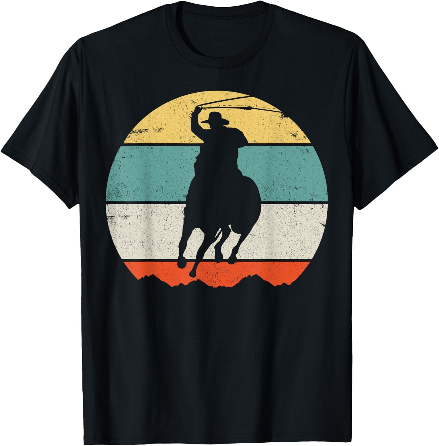 Horse Roping Cowboy T-Shirt - T-Shirt | Black