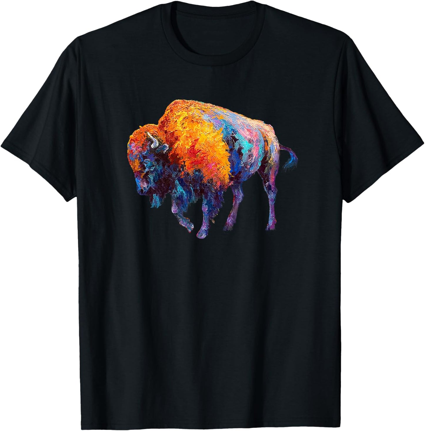 Buffalo Shirt American Bison Shirt Adult Black Small Classic Fit Short Sleeve Round Neck Buffalo Plaid Design T-Shirt - T-Shirt | Black