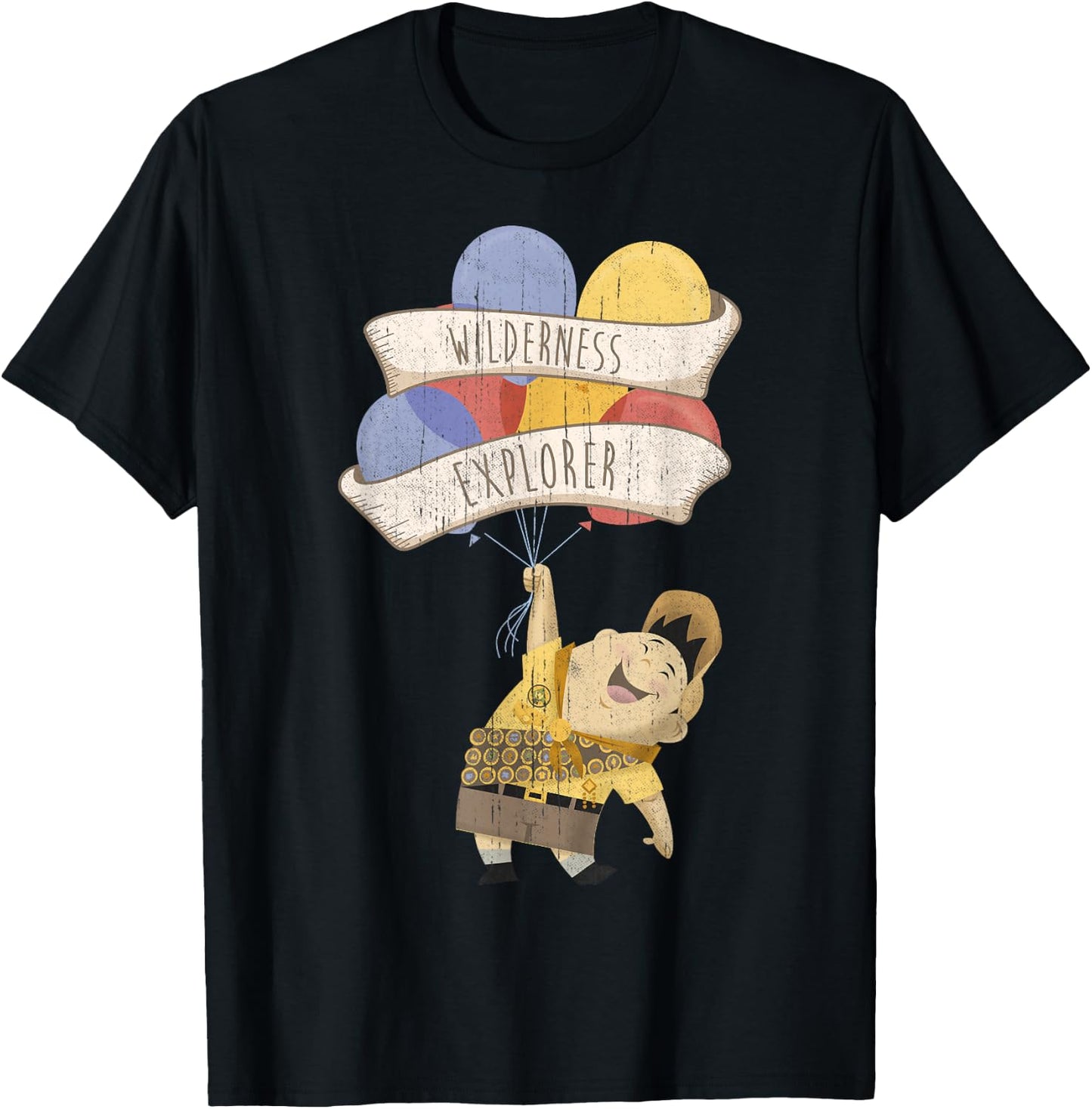 Disney Pixar Up Distressed Wilderness Explorer Russell T-Shirt - T-Shirt | Black