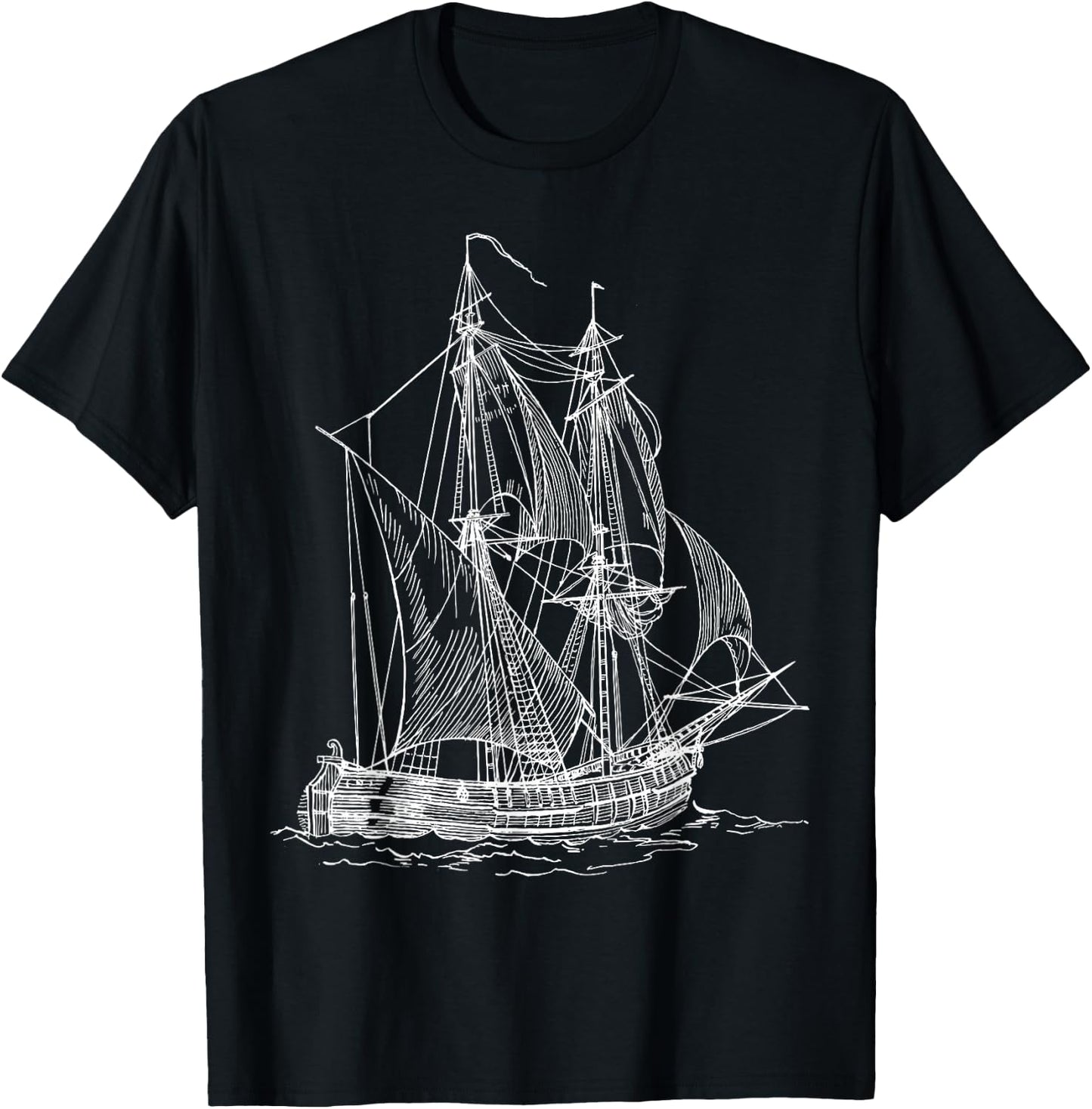 Vintage Pirate Ship Retro Nautical Boat Captain T-Shirt - T-Shirt | Black