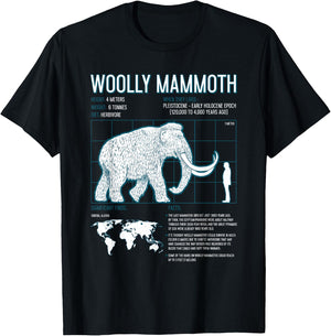 Woolly Mammoth Shirt Facts Extinct Animals Vintage Gifts T-Shirt - T-Shirt | Black