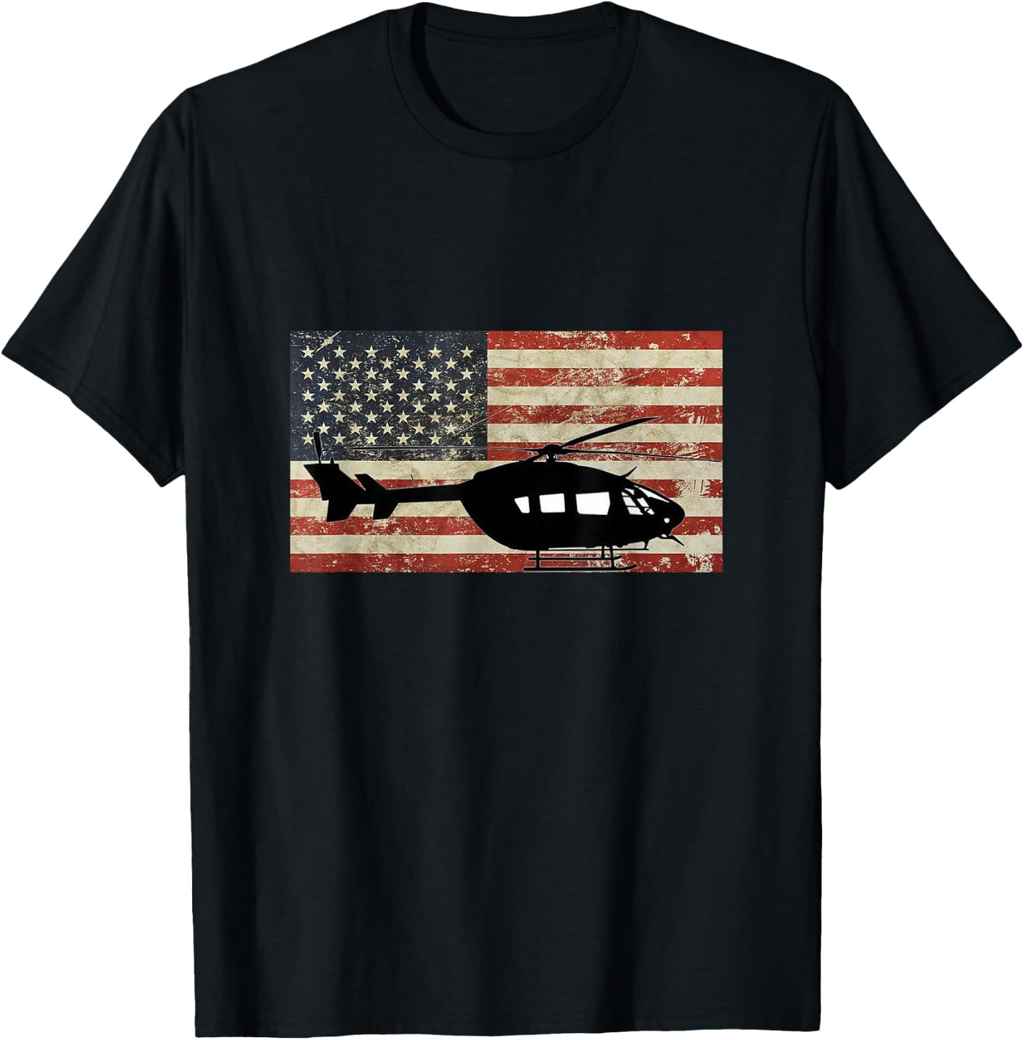 Vintage American USA Flag UH-72 Lakota Helicopter Pilot Army T-Shirt - T-Shirt | Black