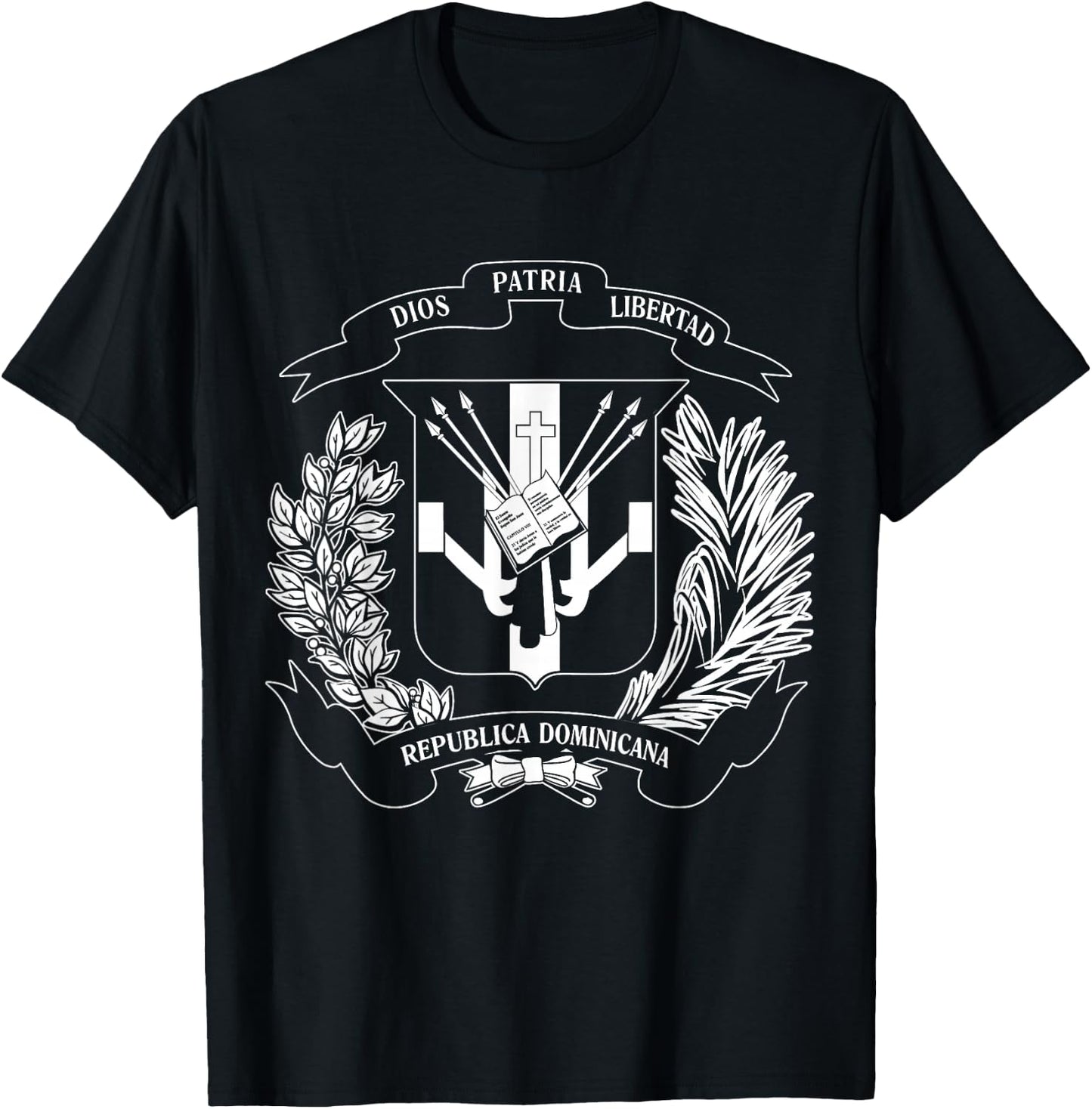 Coat of Arms Bandera Republica Dominicana Dominican Flag T-Shirt - T-Shirt | Black