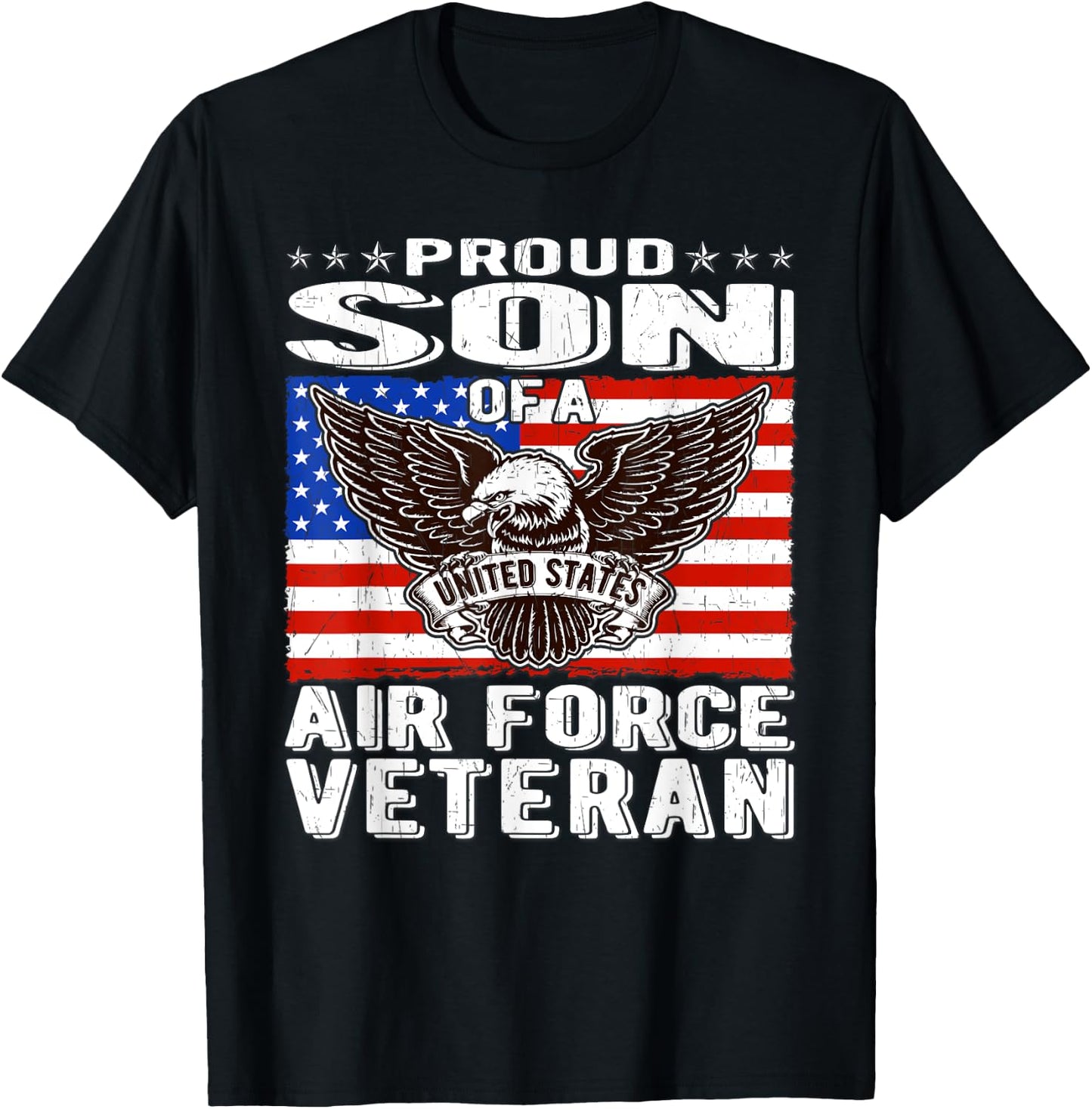 Proud Son Of US Air Force Veteran Patriotic Military Family T-Shirt - T-Shirt | Black