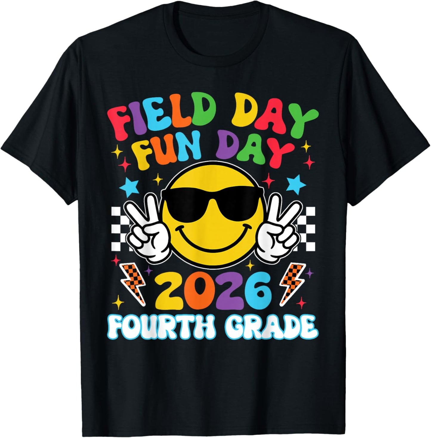4th Grade Field Day Fun Day 2026 Teacher Boy Girl Kid T-Shirt - T-Shirt | Black