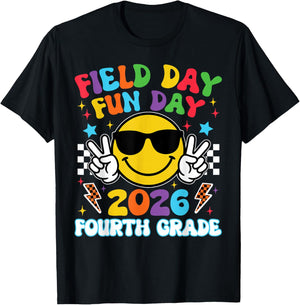 4th Grade Field Day Fun Day 2026 Teacher Boy Girl Kid T-Shirt - T-Shirt | Black