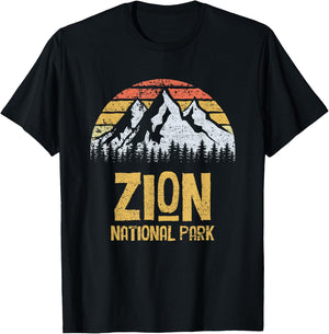 Vintage Retro Zion National Park T Shirt T-Shirt - T-Shirt | Black