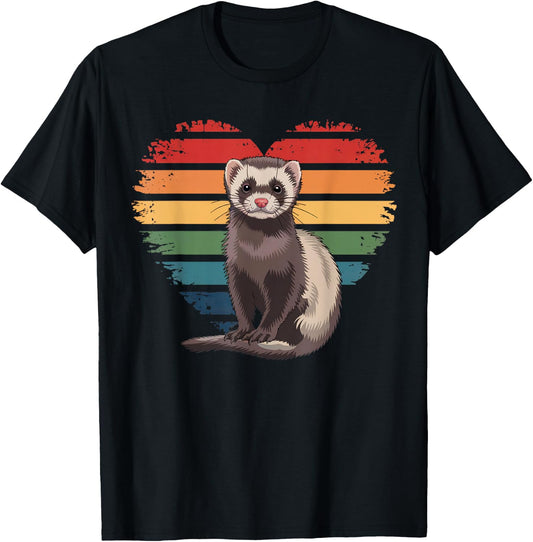 Retro Vintage Ferret Animal Lover Pet Ferret Gifts Men Women T-Shirt - T-Shirt | Black