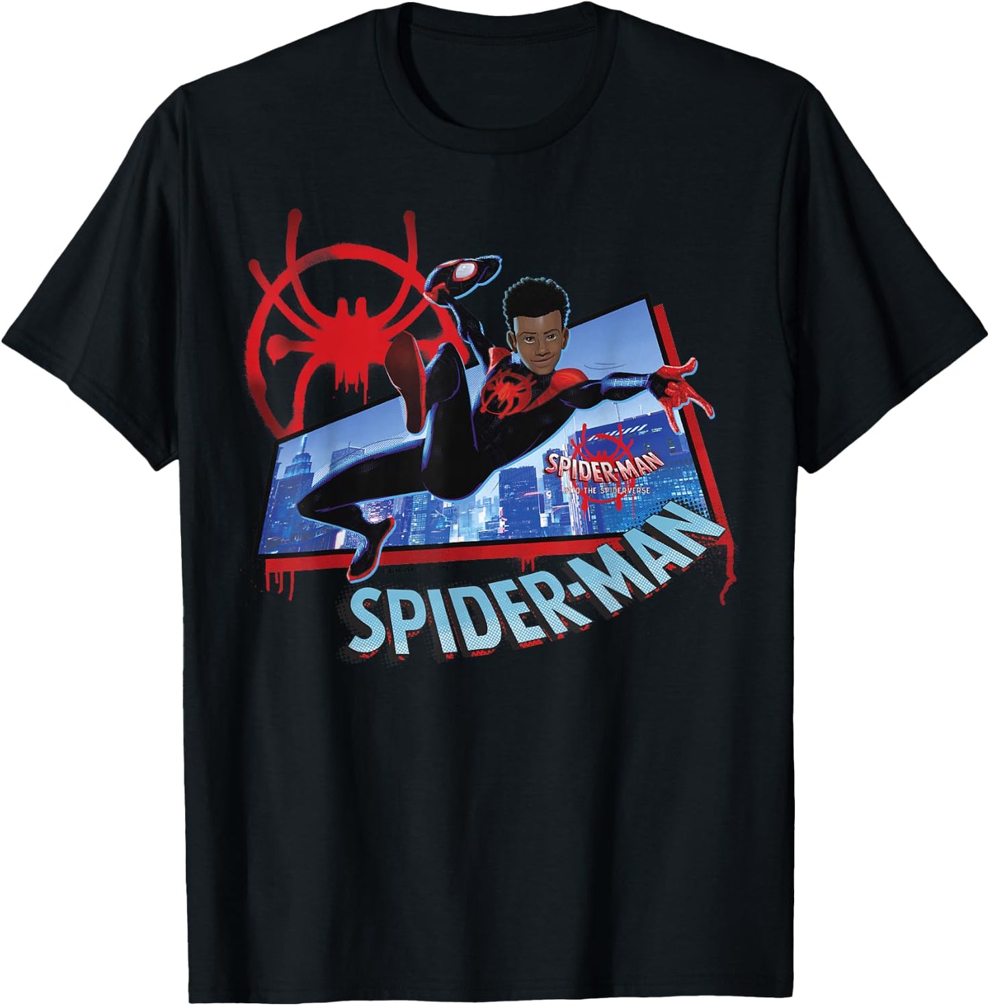 Marvel Spider-Man Into The Spider-Verse Miles Kick T-Shirt - T-Shirt | Black