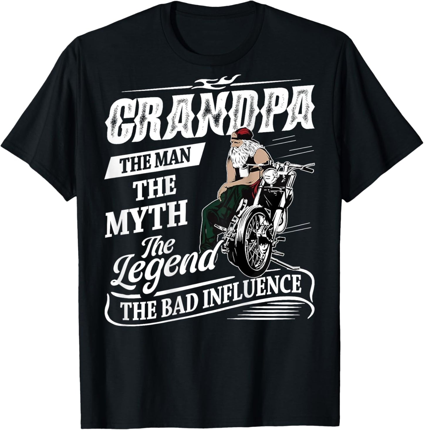 Biker Grandpa The Man Myth Legend Motorcycle Old Biker T-Shirt - T-Shirt | Black