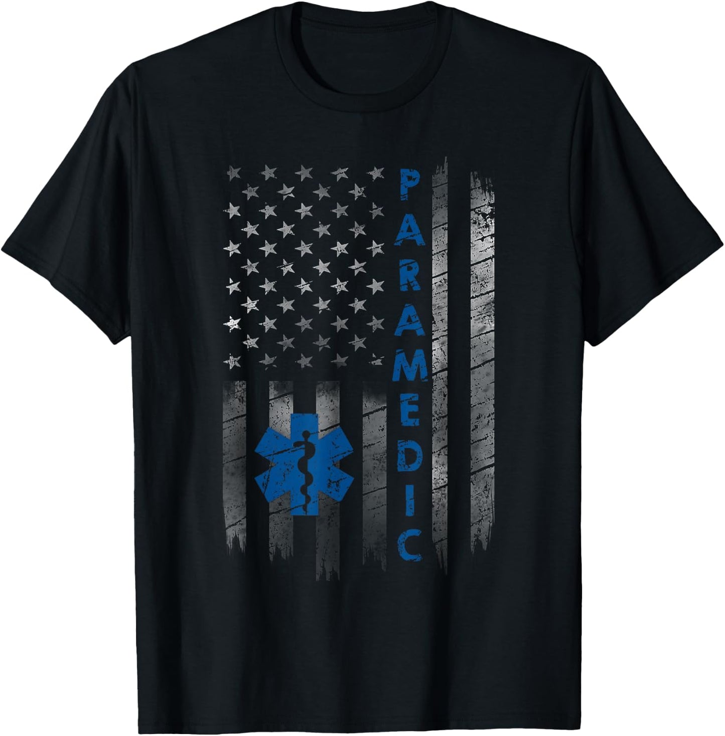 Vintage Paramedic American Flag USA Shirt EMS EMT Paramedic T-Shirt - T-Shirt | Black