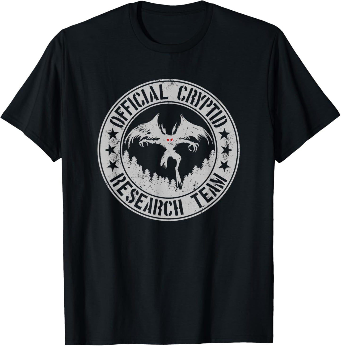 Official Cryptid Research Team | Cryptids Folklore Mothman T-Shirt - T-Shirt | Black