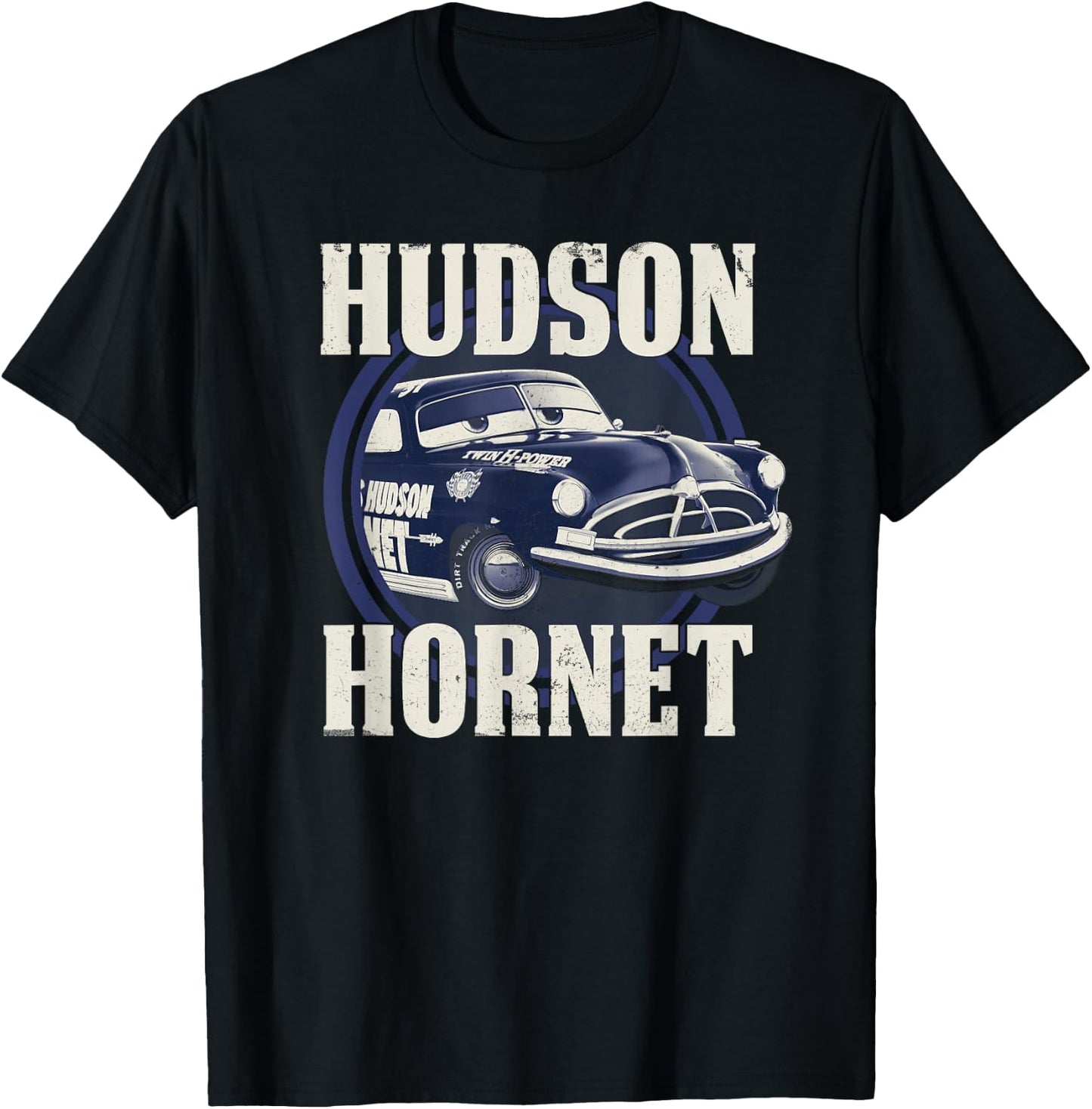 Disney Pixar Cars Hudson Hornet Vintage Race Car Badge T-Shirt - T-Shirt | Black
