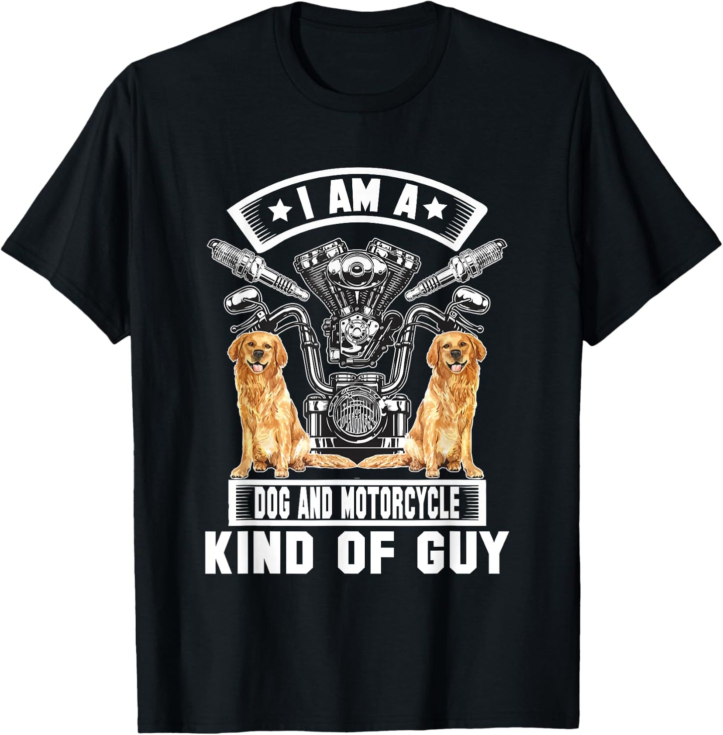 Motorcycle And Dog Bike Riding Dad Biker Labrador Men Women T-Shirt - T-Shirt | Black
