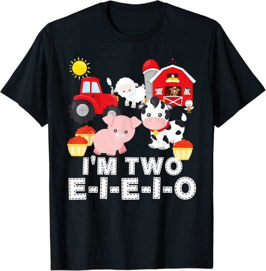 Old MacDonald Had a Farm Nursery Rhyme 2nd Birthday T-Shirt - T-Shirt | Black