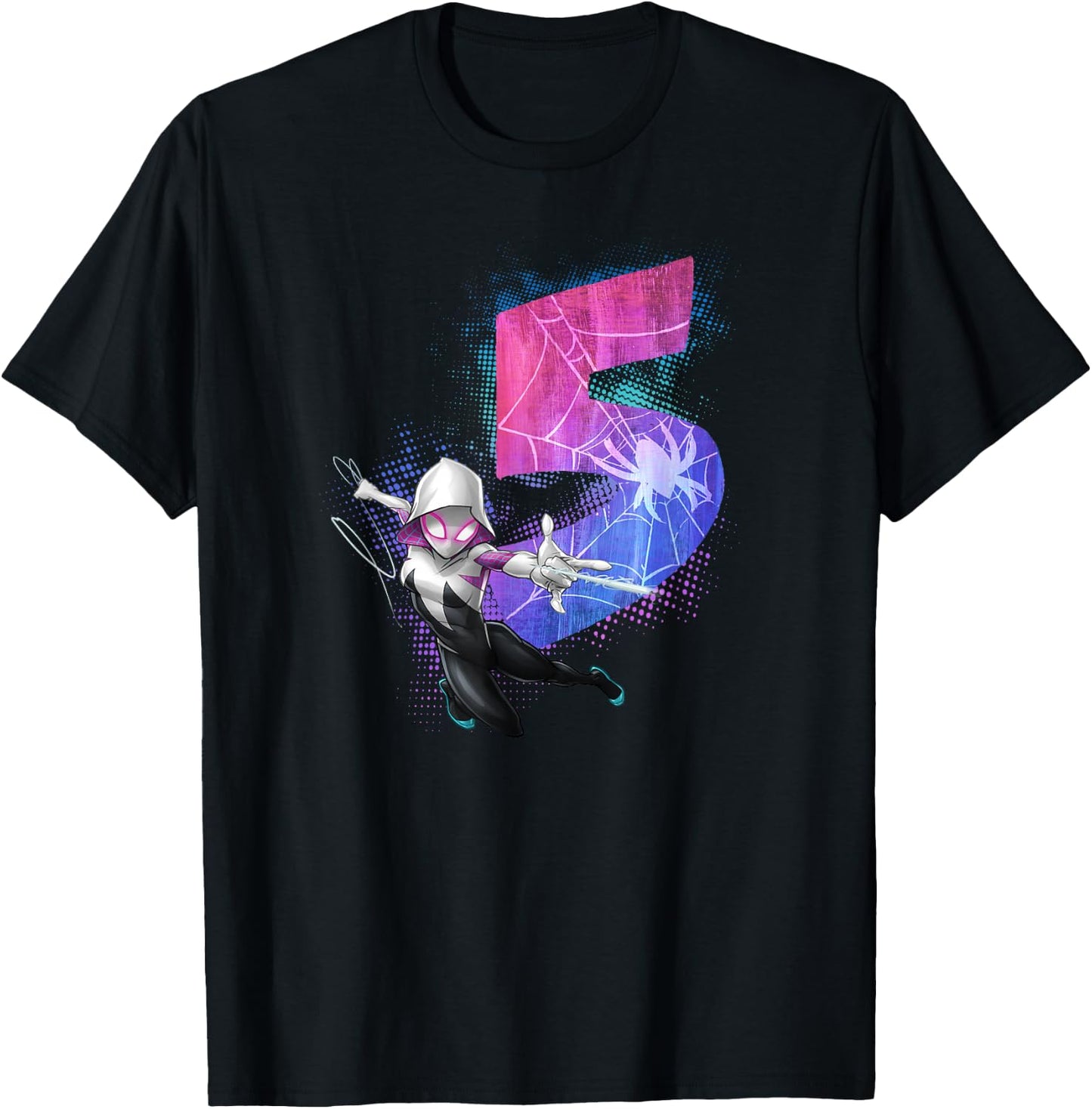 Marvel Ghost Spider Gwen Stacy 5th Birthday Graphic T-Shirt - T-Shirt | Black