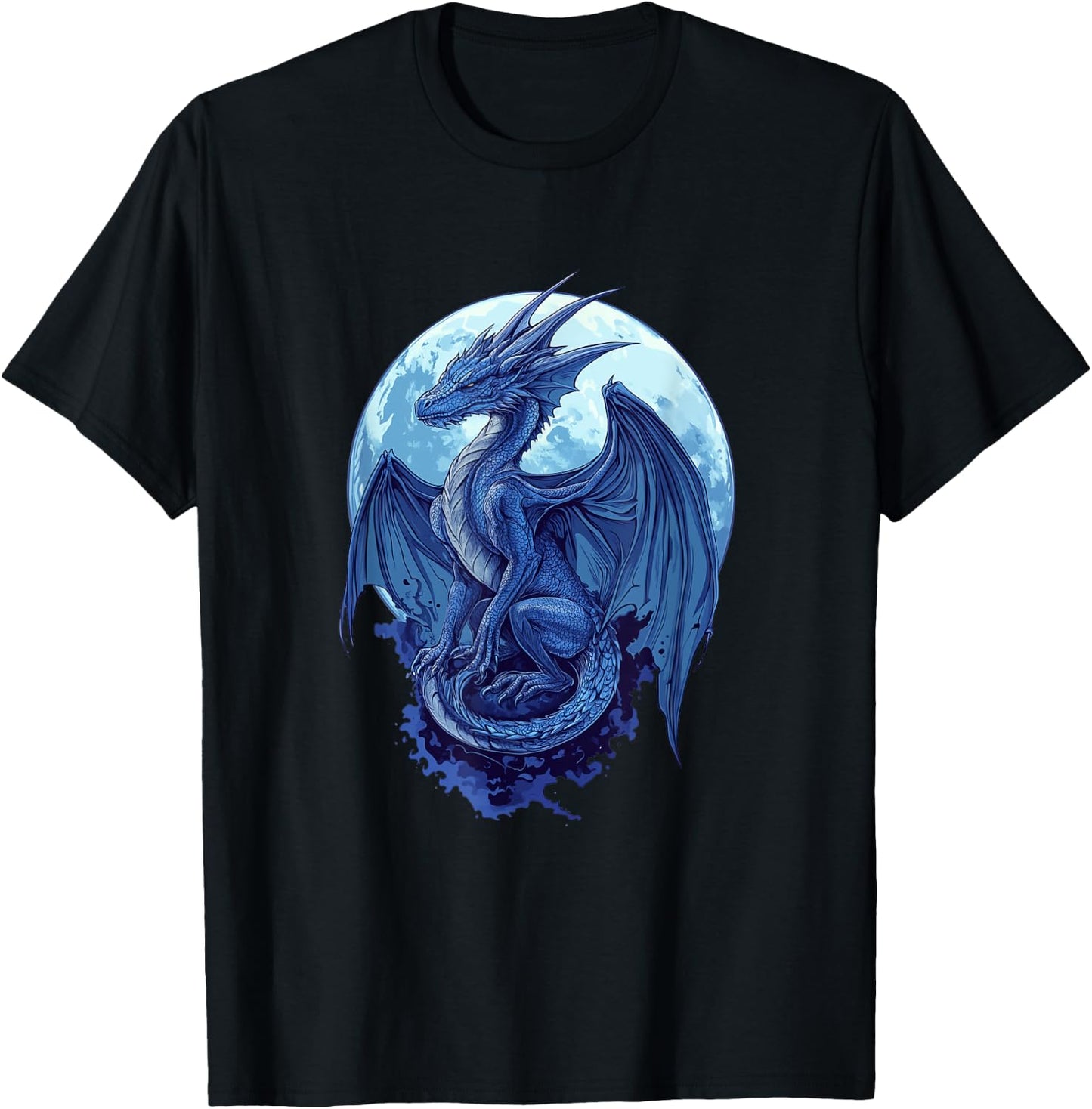 Night Sky Celestial Fantasy Moonlit Dragon T-Shirt - T-Shirt | Black
