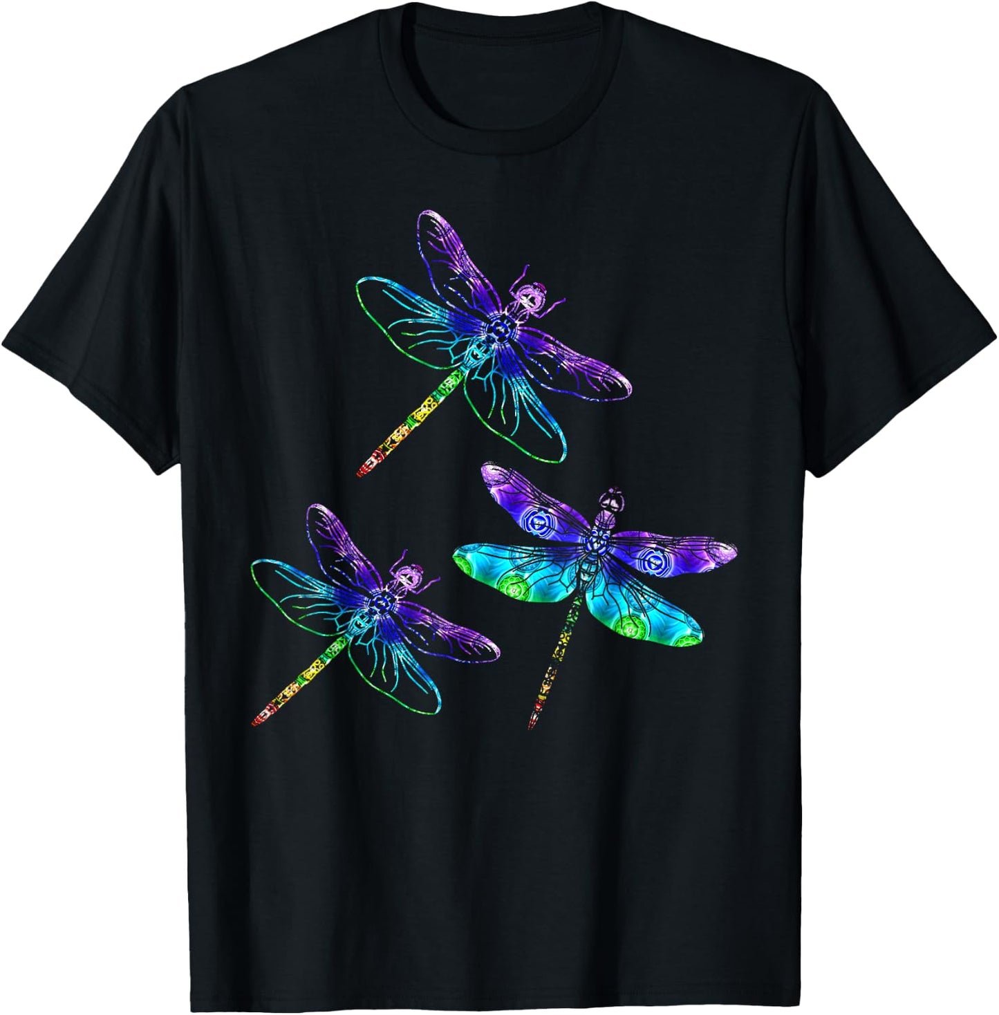 Wrinkled Hippie Dragonfly Gift Spirit Animal Chakra Color Dragonflies T-Shirt - T-Shirt | Black