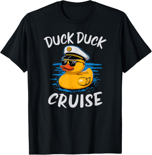 Duck Duck Cruise Rubber Duck Nautical Captain Cruise Ship T-Shirt - T-Shirt | Black