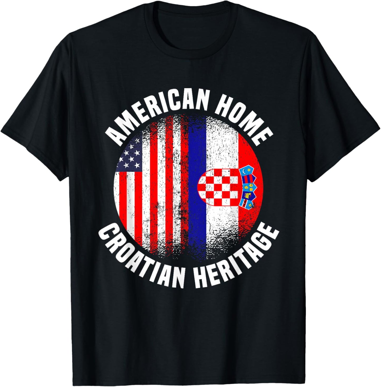 Croatia Outfit & Women US American Croatian Flag T-Shirt - T-Shirt | Black