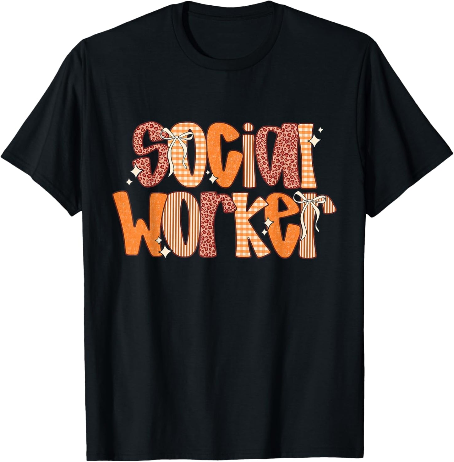 Fall Coquette Social Worker Advocate Support School Autumn T-Shirt - T-Shirt | Black