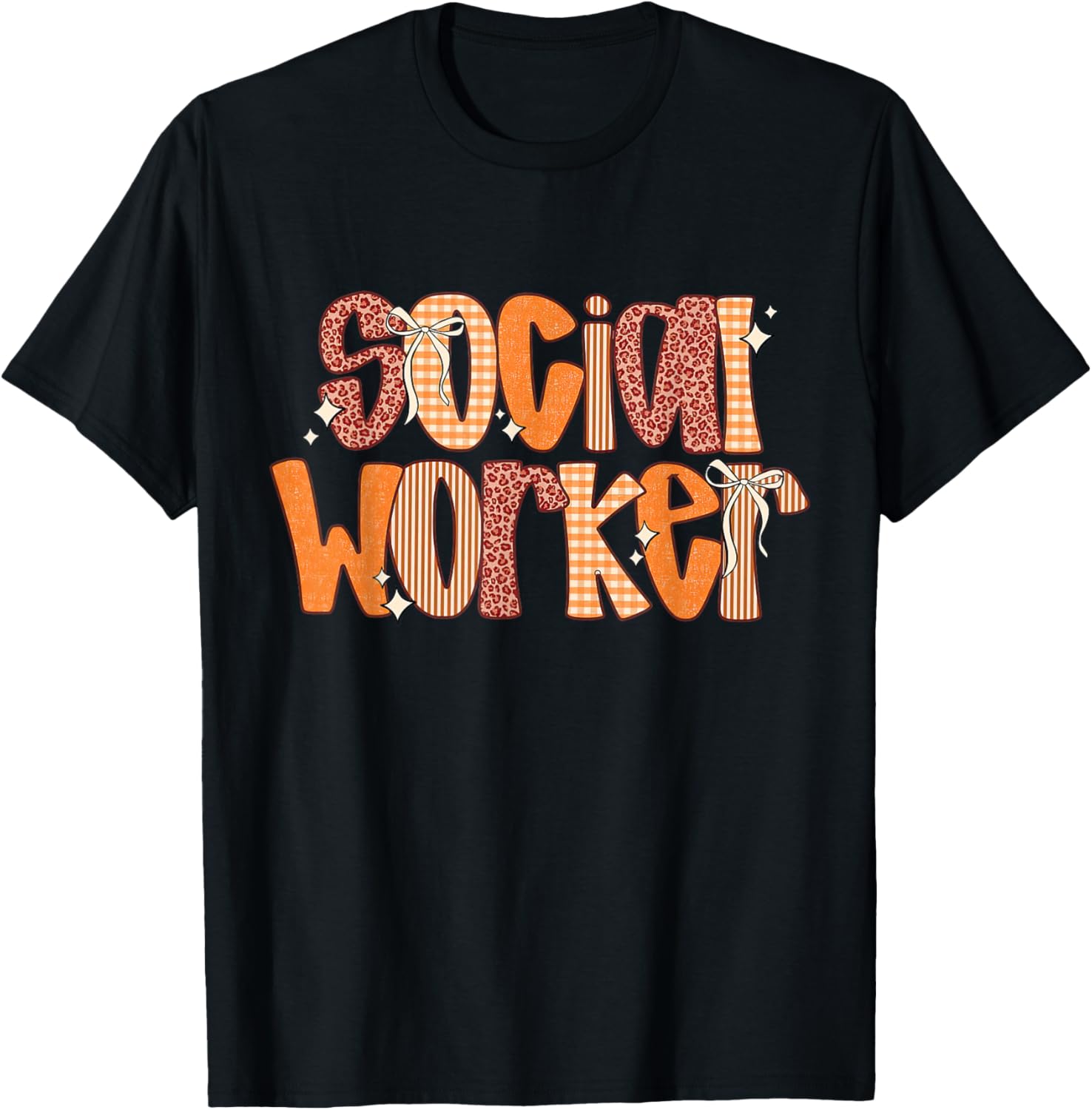 Fall Coquette Social Worker Advocate Support School Autumn T-Shirt - T-Shirt | Black