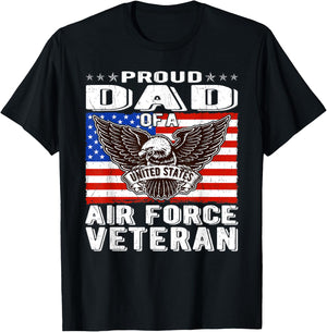 Proud Dad Of US Air Force Veteran Patriotic Military Father Men T-Shirt - T-Shirt | Black