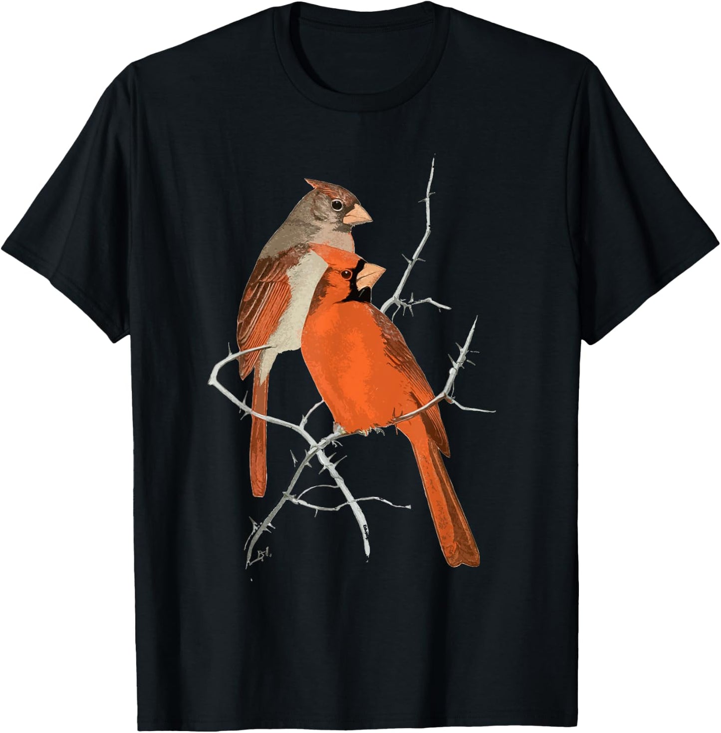 Red Cardinal Bird Male Female T-Shirt - T-Shirt | Black