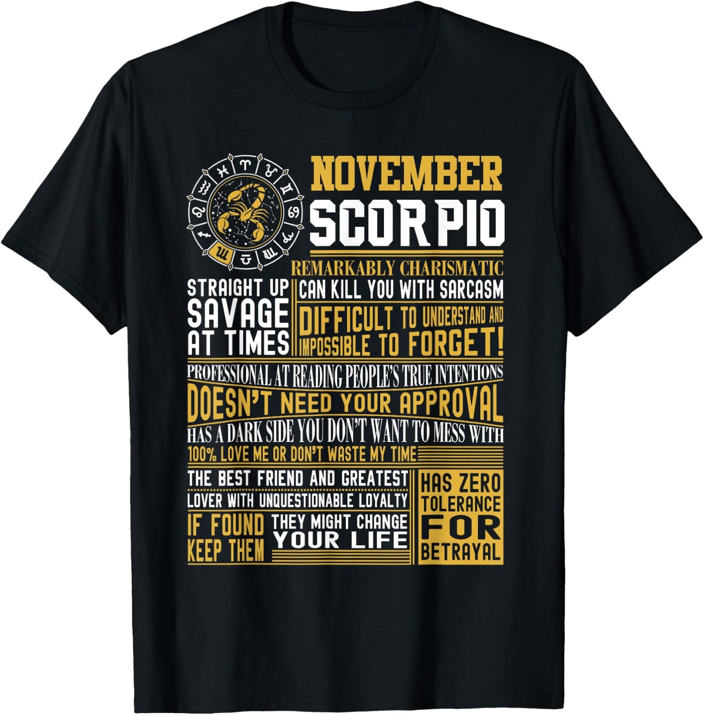Best Born in November Scorpio Facts Shirts for T-Shirt - T-Shirt | Black