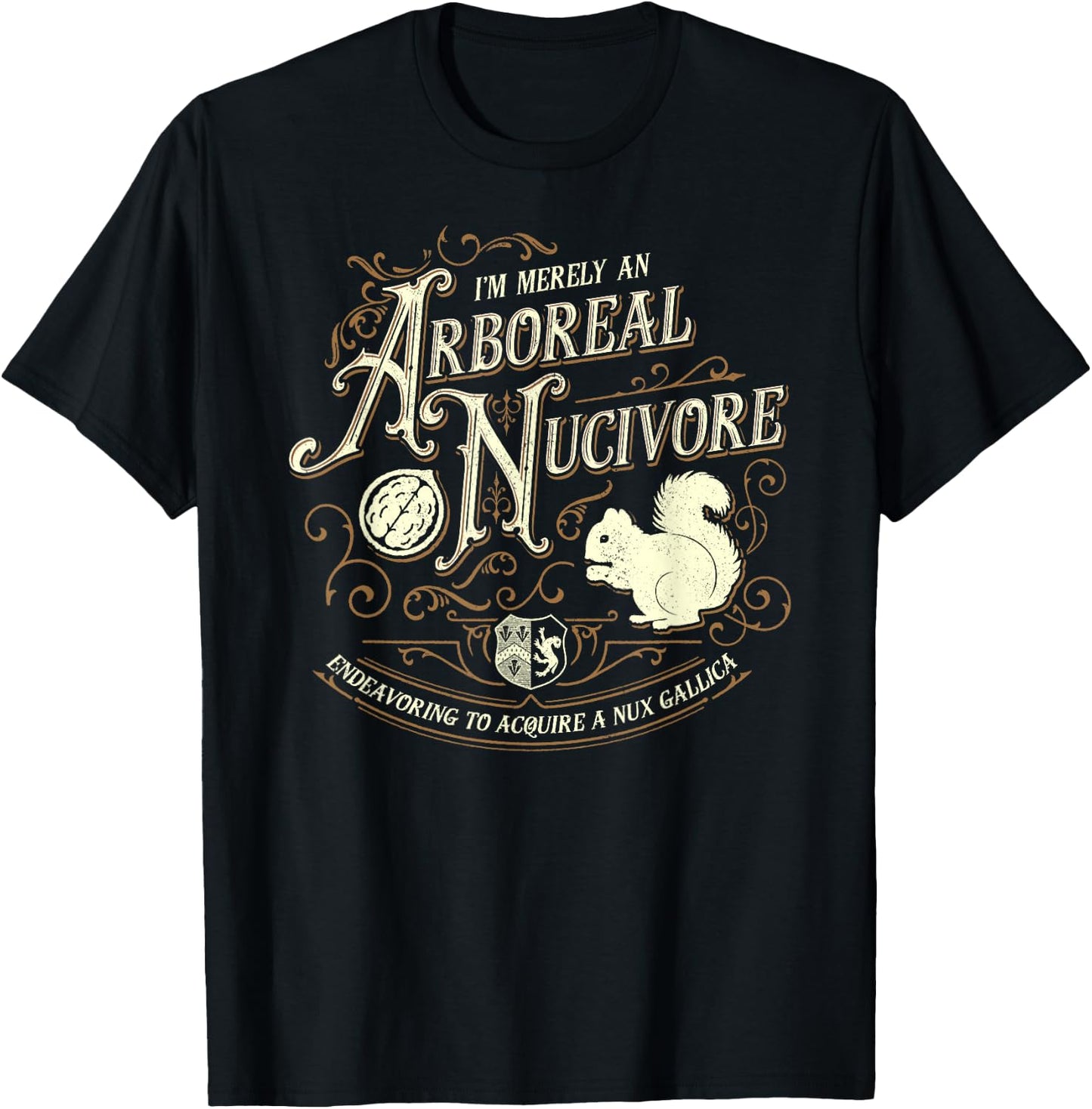 I'm Merely An Arboreal Nucivore - Grandiloquent Mercantile T-Shirt - T-Shirt | Black