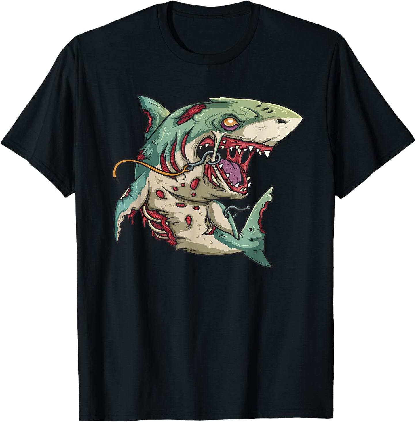 Zombie Shark Halloween Party Outfit Gift Surfer Children T-Shirt - T-Shirt | Black