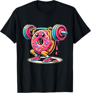 Funny Donut Bodybuilding Weightlifting Food Gym Donut T-Shirt - T-Shirt | Black
