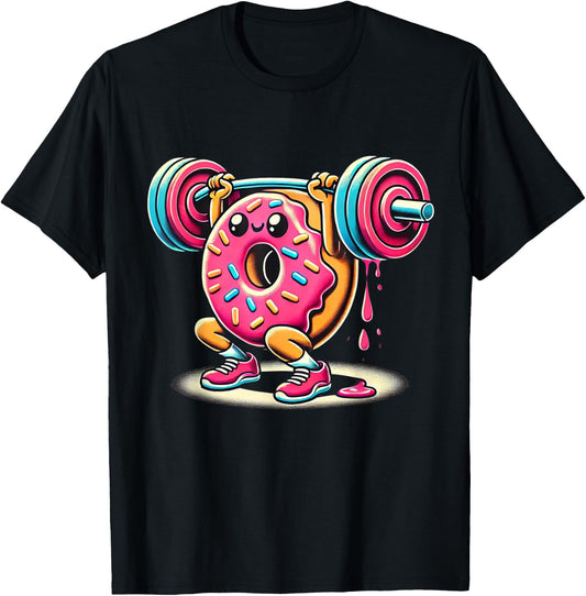 Funny Donut Bodybuilding Weightlifting Food Gym Donut T-Shirt - T-Shirt | Black