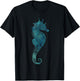 Turquoise Seahorse Ocean Design T-Shirt - T-Shirt | Black