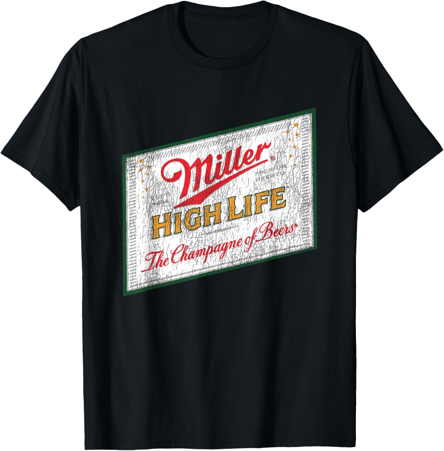 Miller High Life Champagne Of Beer Vintage Label T-Shirt - T-Shirt | Black