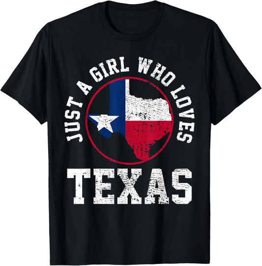 Just A Girl Who Loves Texas Vintage T-Shirt - T-Shirt | Black
