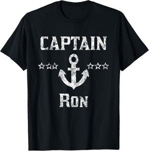 Vintage Captain Ron - Family Cruise or Lake Boating T-Shirt - T-Shirt | Black