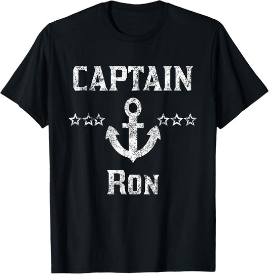 Vintage Captain Ron - Family Cruise or Lake Boating T-Shirt - T-Shirt | Black