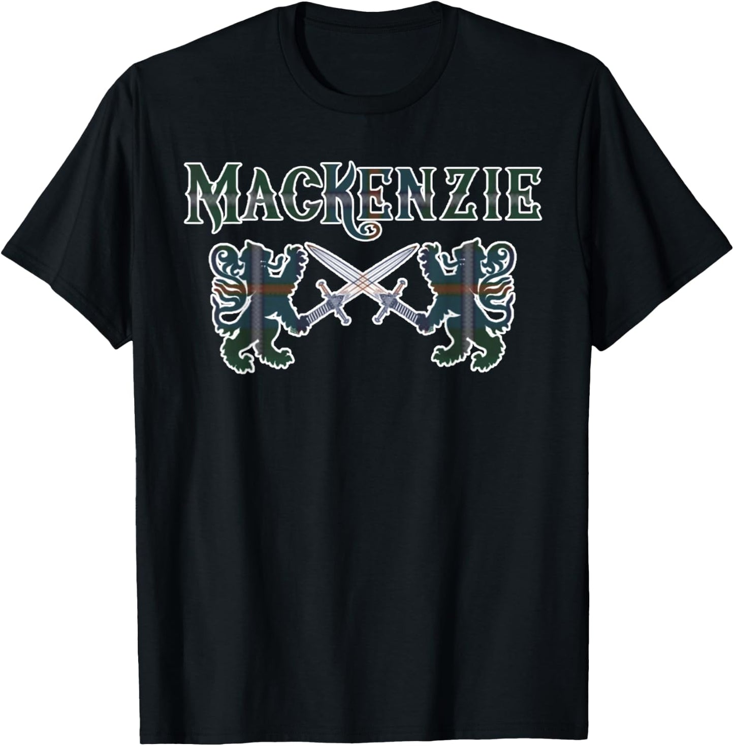 Clan MacKenzie Scottish Family Kilt Tartan Lion T-Shirt - T-Shirt | Black