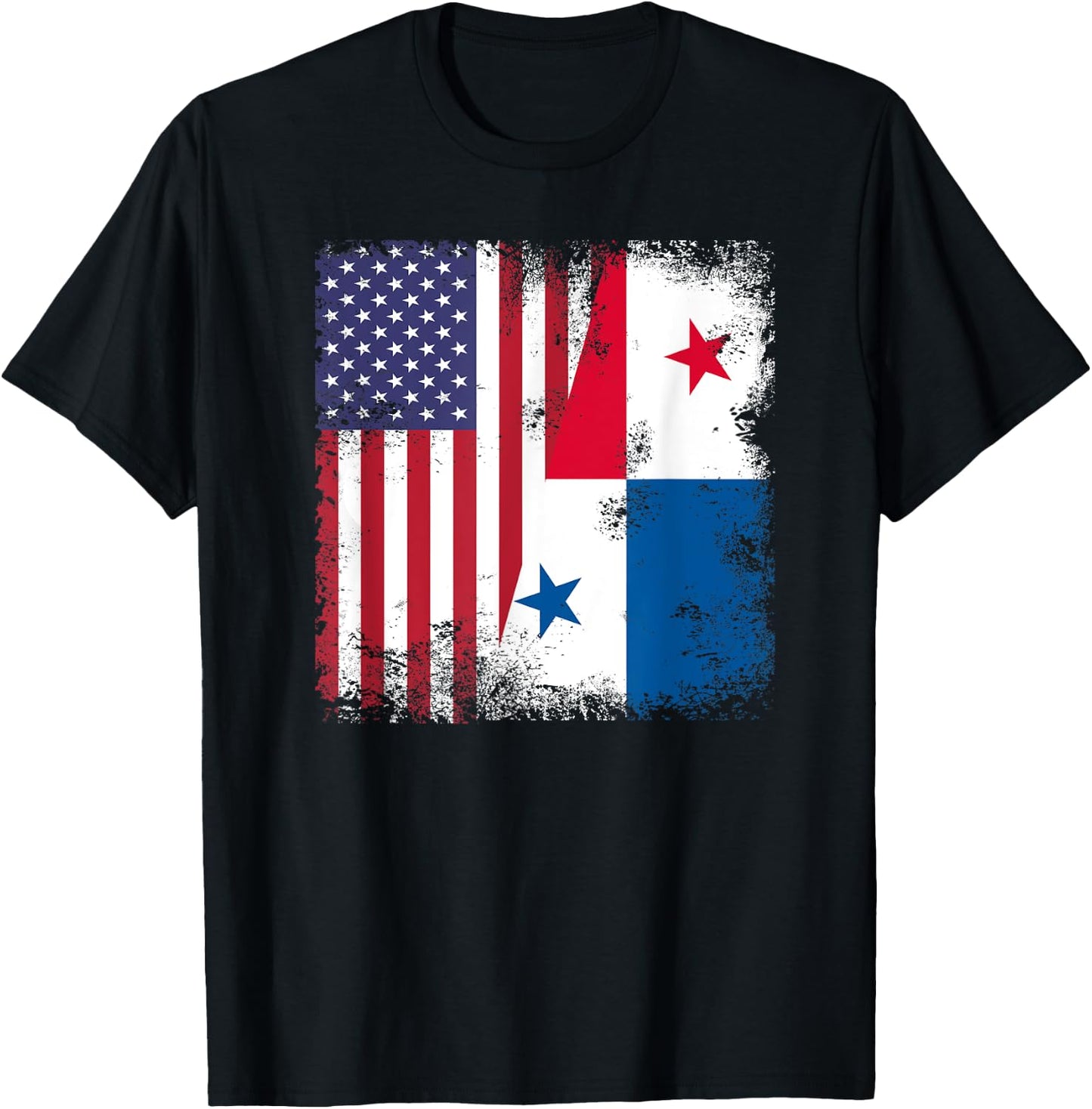 Half Panamanian Flag | Vintage Panama USA Gift T-Shirt - T-Shirt | Black