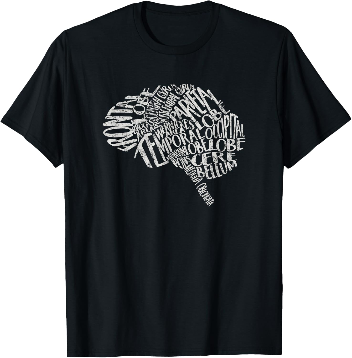 Brain Typography RN Neuroscience Nurse Neurologist T-Shirt - T-Shirt | Black