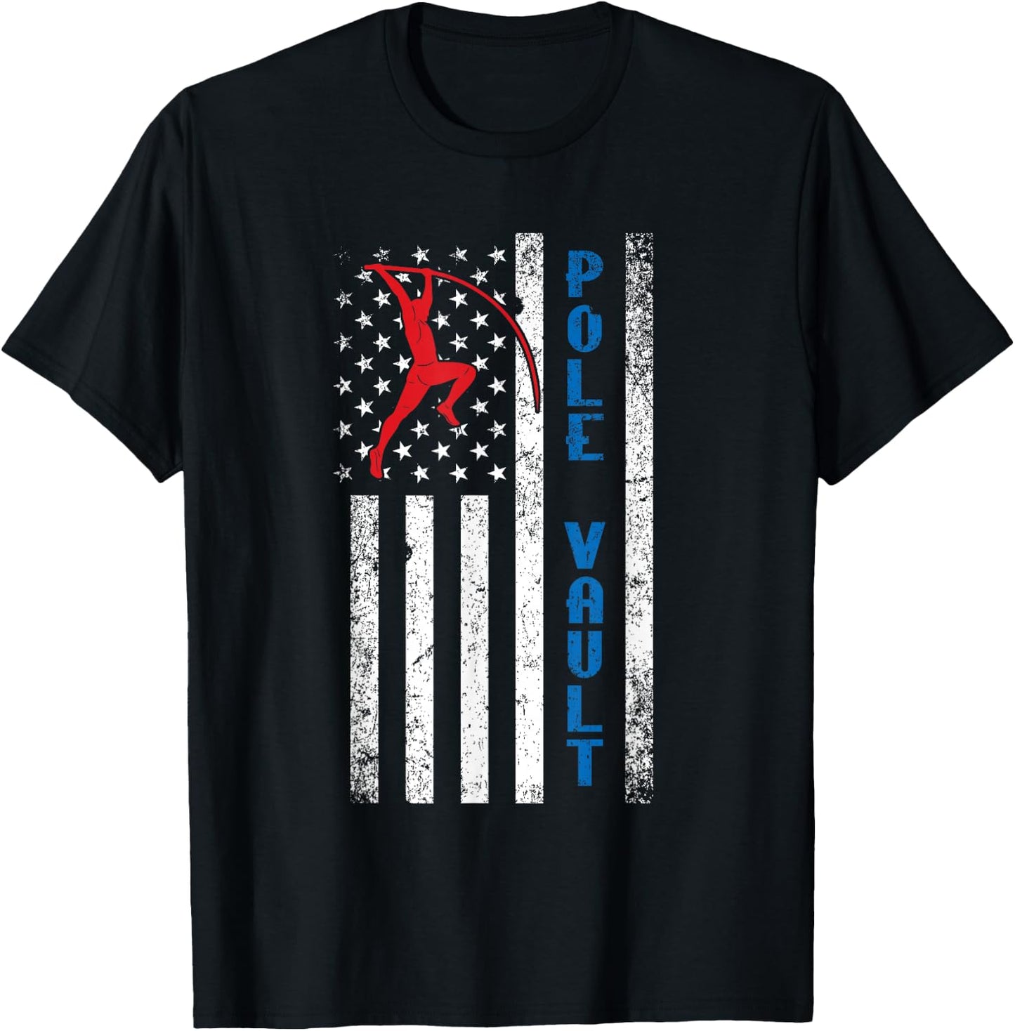 US Pole Vaulter American Pole Vault Flag United States T-Shirt - T-Shirt | Black