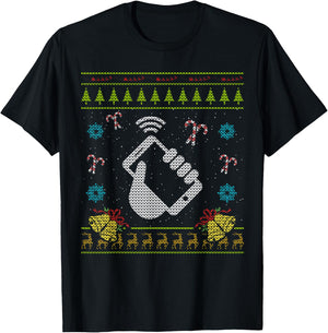 Phone Christmas Ugly Funny Cell Phone Mobile Phone Shirt T-Shirt - T-Shirt | Black