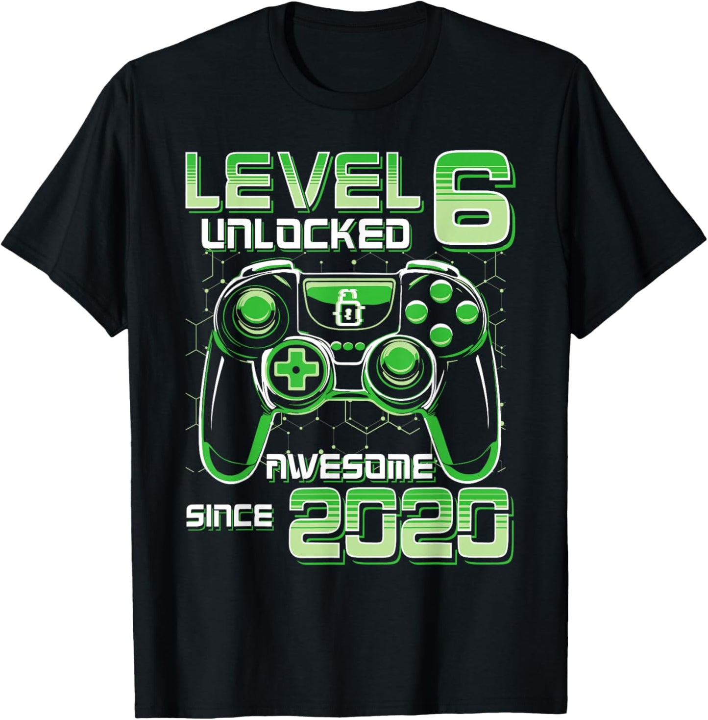Level 6 Unlocked Awesome Since 2020 6th Birthday Gamer Boys T-Shirt - T-Shirt | Black