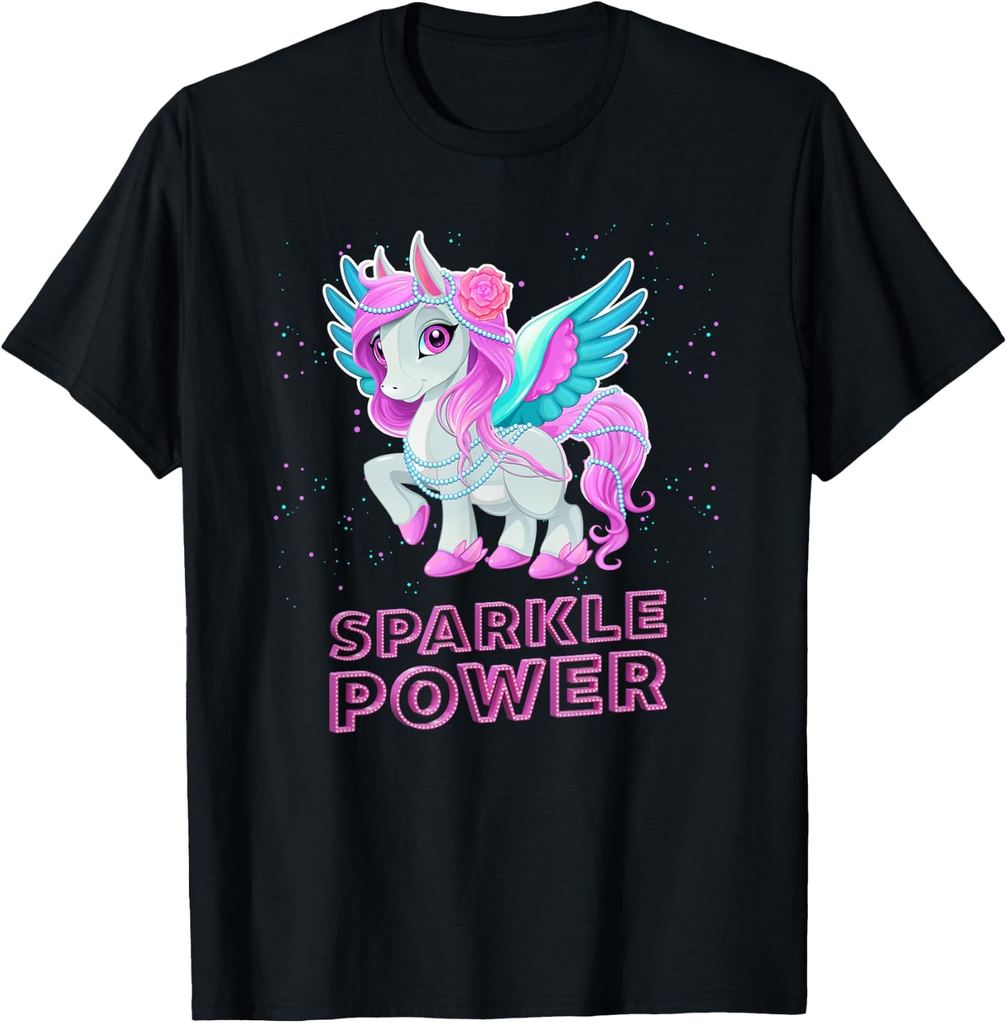 Cute Pegasus Adorable Girls Gift T-Shirt - T-Shirt | Black