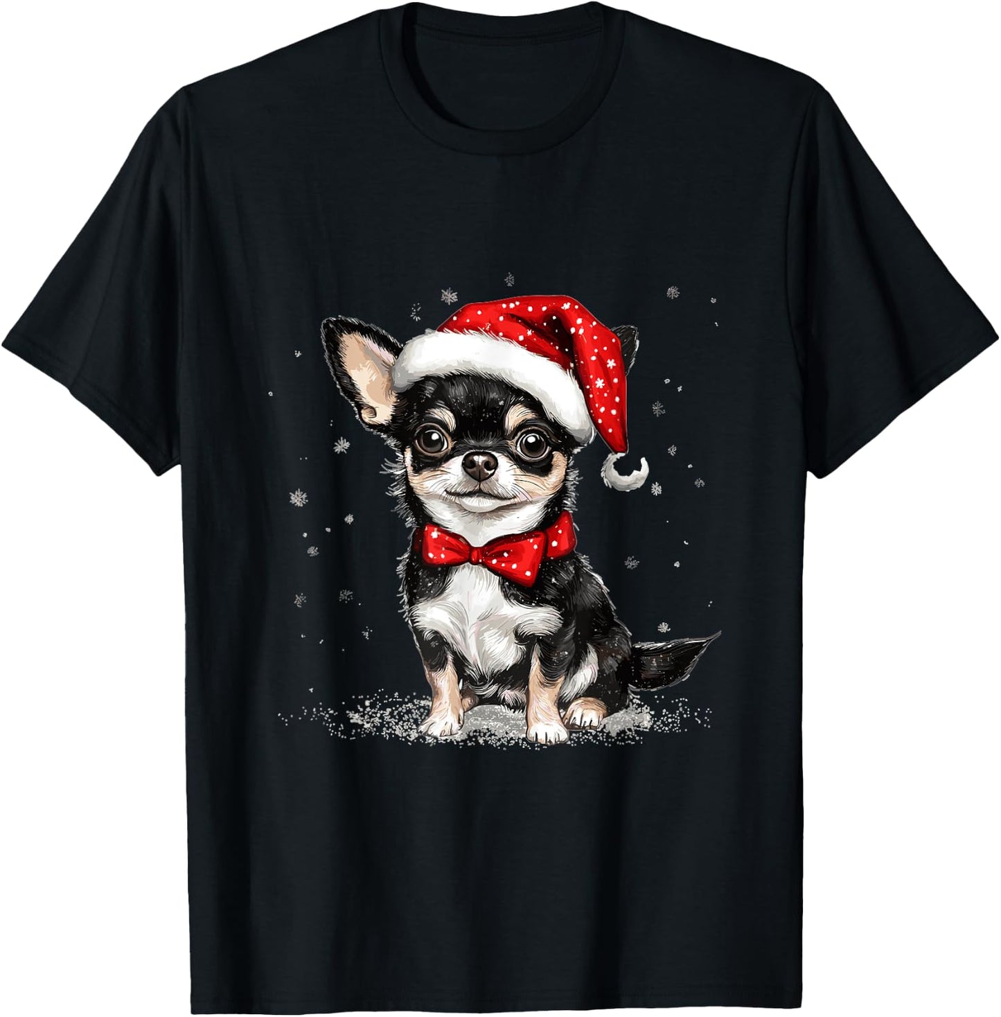 Cute Chihuahua Chiwawa dog Dog Christmas Merry X-mas Graphic T-Shirt - T-Shirt | Black