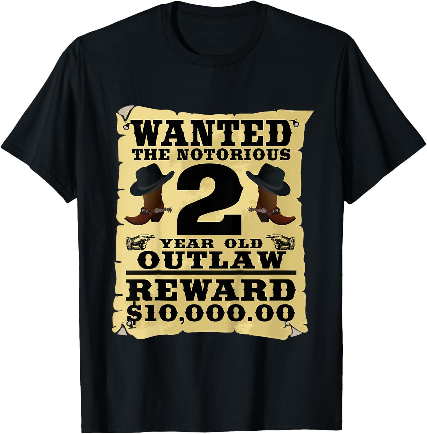 Kids 2 Year Old Cowboy Birthday Party Wild West Western 2nd Gift T-Shirt - T-Shirt | Black