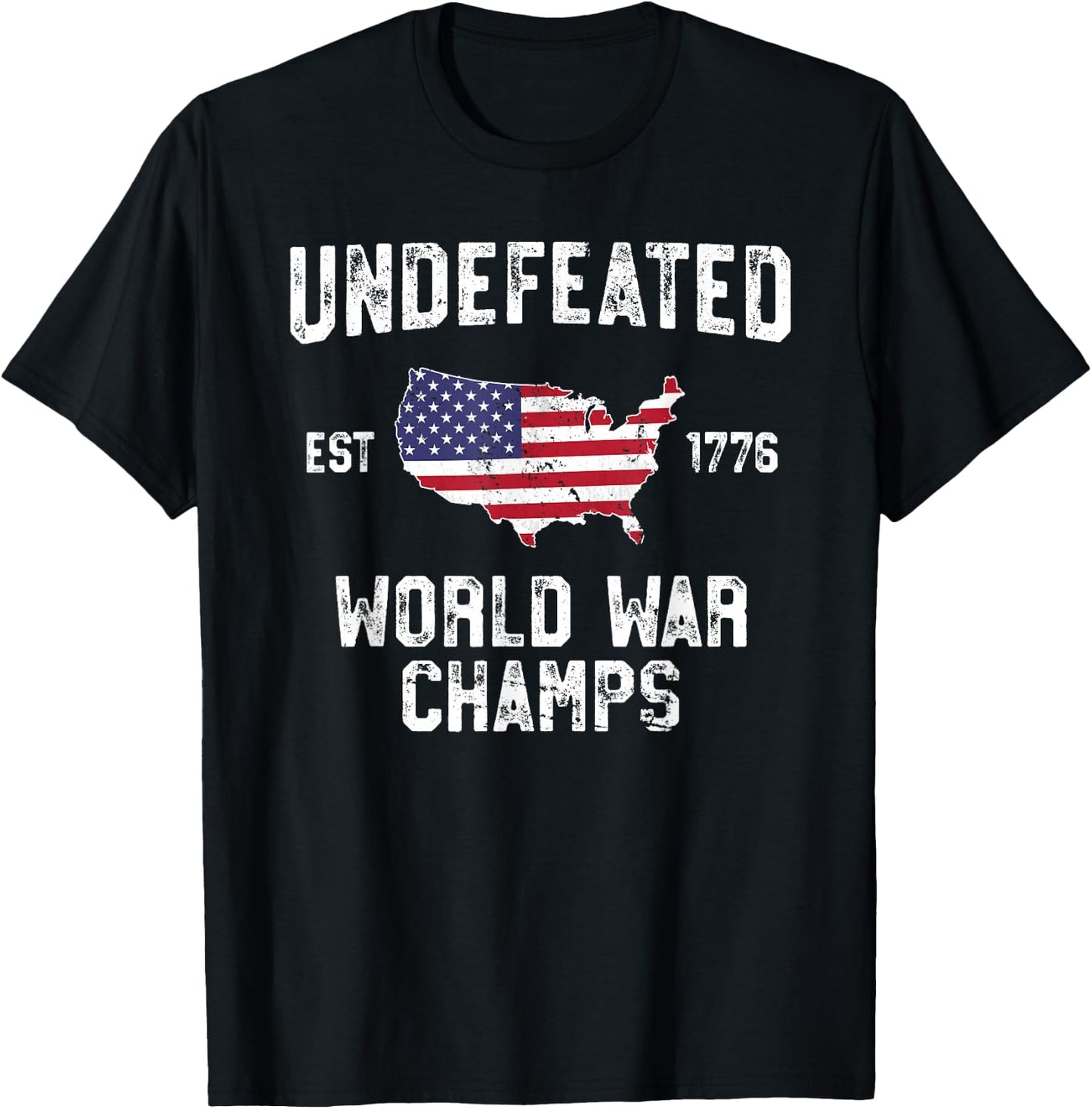 Undefeated World War Champs T Shirt 4th of July 1776 T-Shirt - T-Shirt | Black